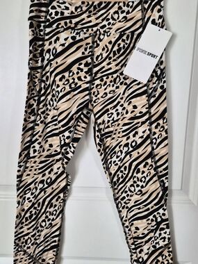 PINK Sport Animal Print Leggings - Beige & Black
